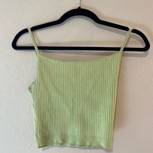 Green knit cropped tank top